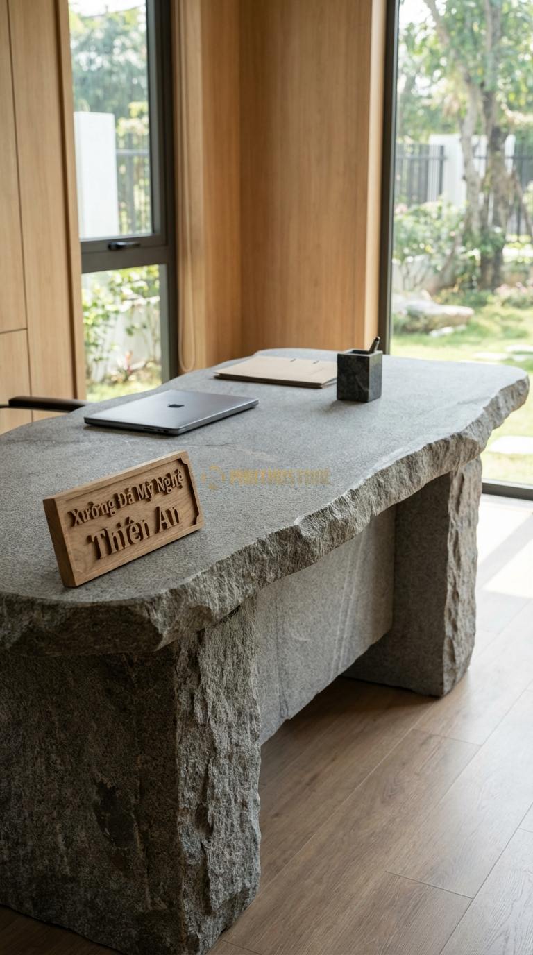 Bàn Làm Việc & Bàn Giám Đốc Bằng Đá Đá Granite Bàn Ký: Mặt đá oval nhỏ gọn cho phòng tiếp khách 120cm x 60cm x 75cm