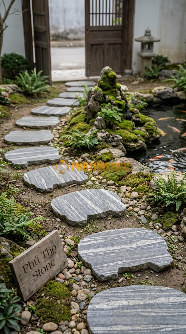 Đá Bước Dạo Hoa Văn Bước Dạo Chân Thú Đá Sọc Dưa 30 x 40, Dày 5, Bề Mặt Tạo Hình Bàn Chân Ngộ Nghĩnh