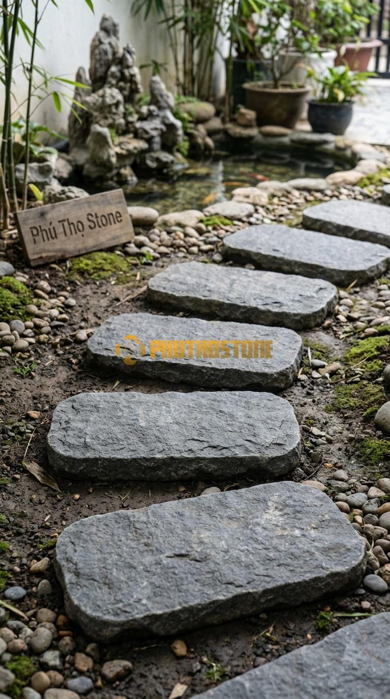 Đá Bước Dạo Quy Cách Chữ Nhật Bo Đầu Đá Granite 30 x 70, Dày 5, Bề Mặt Đục Nhám Bề Mặt