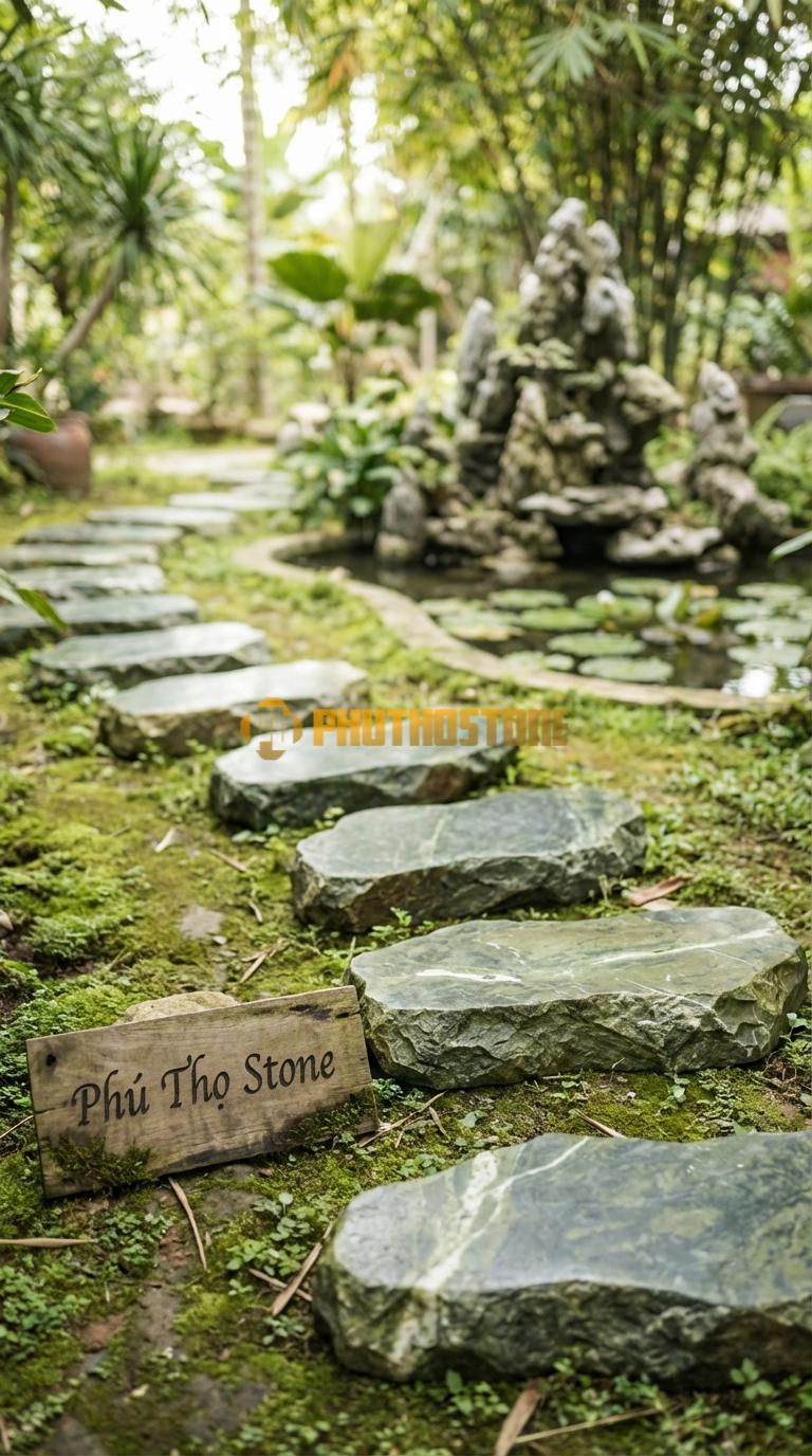 Đá Bước Dạo Quy Cách Chữ Nhật Bo Đầu Đá Serpentine 30 x 70, Dày 5, Bề Mặt Đục Nhám Bề Mặt