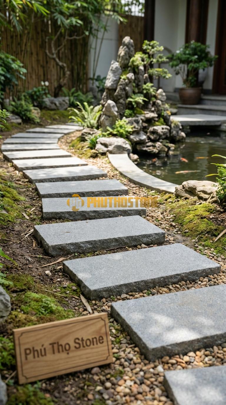 Đá Bước Dạo Quy Cách Chữ Nhật Dài Đá Granite 40 x 80, Dày 5, Bề Mặt Chẻ Tay Sơ Bộ