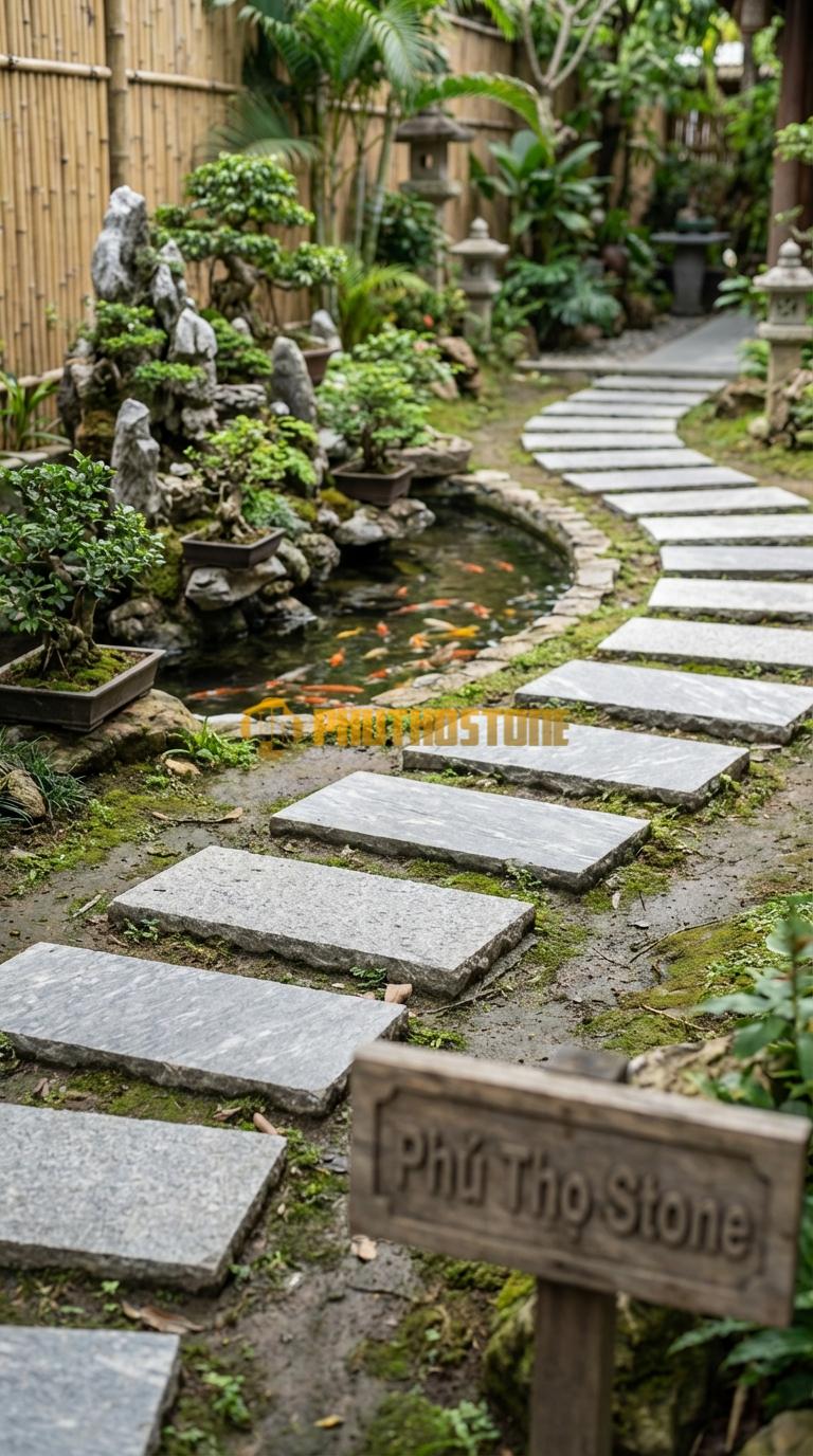 Đá Bước Dạo Quy Cách Chữ Nhật Thanh Đá Cẩm Thạch Xám 30 x 60, Dày 4, Bề Mặt Mài Cát (Sandblasted)