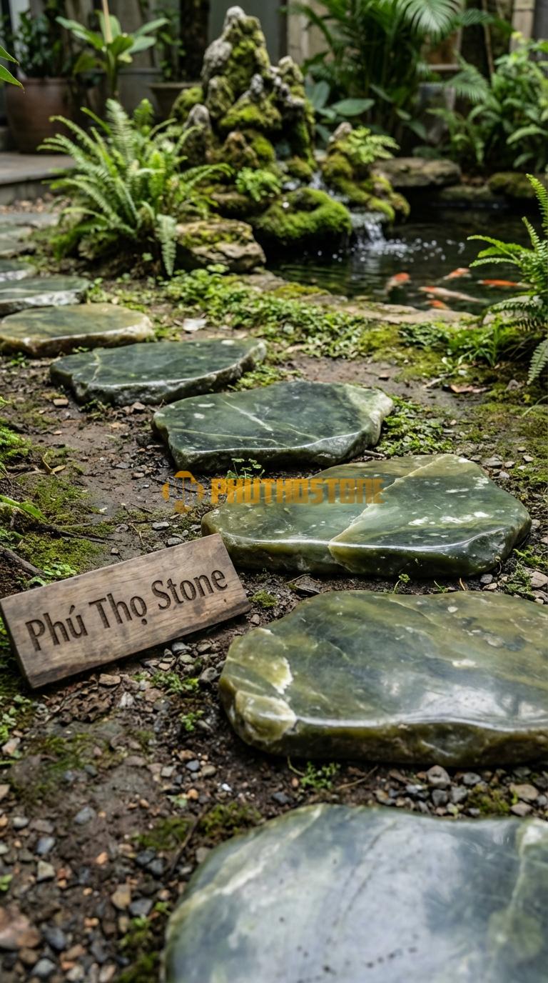 Đá Bước Dạo Quy Cách Chữ Nhật Thanh Đá Serpentine 30 x 60, Dày 4, Bề Mặt Mài Cát (Sandblasted)