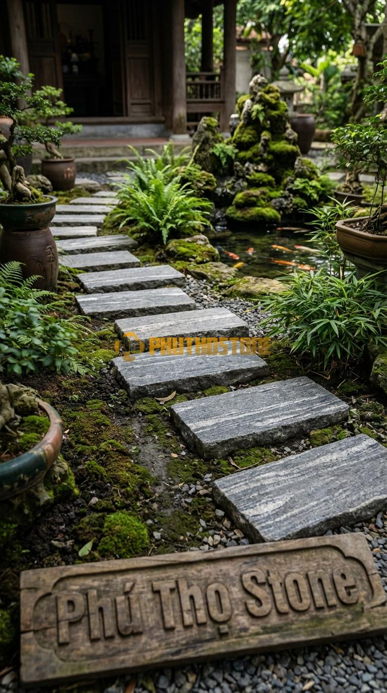 Đá Bước Dạo Quy Cách Chữ Nhật Thanh Đá Sọc Dưa 30 x 60, Dày 4, Bề Mặt Mài Cát (Sandblasted)