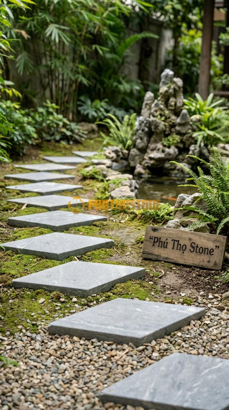 Đá Bước Dạo Quy Cách Hình Thoi Cân Đá Cẩm Thạch Xám 30 x 50, Dày 3, Bề Mặt Phun Cát Mịn