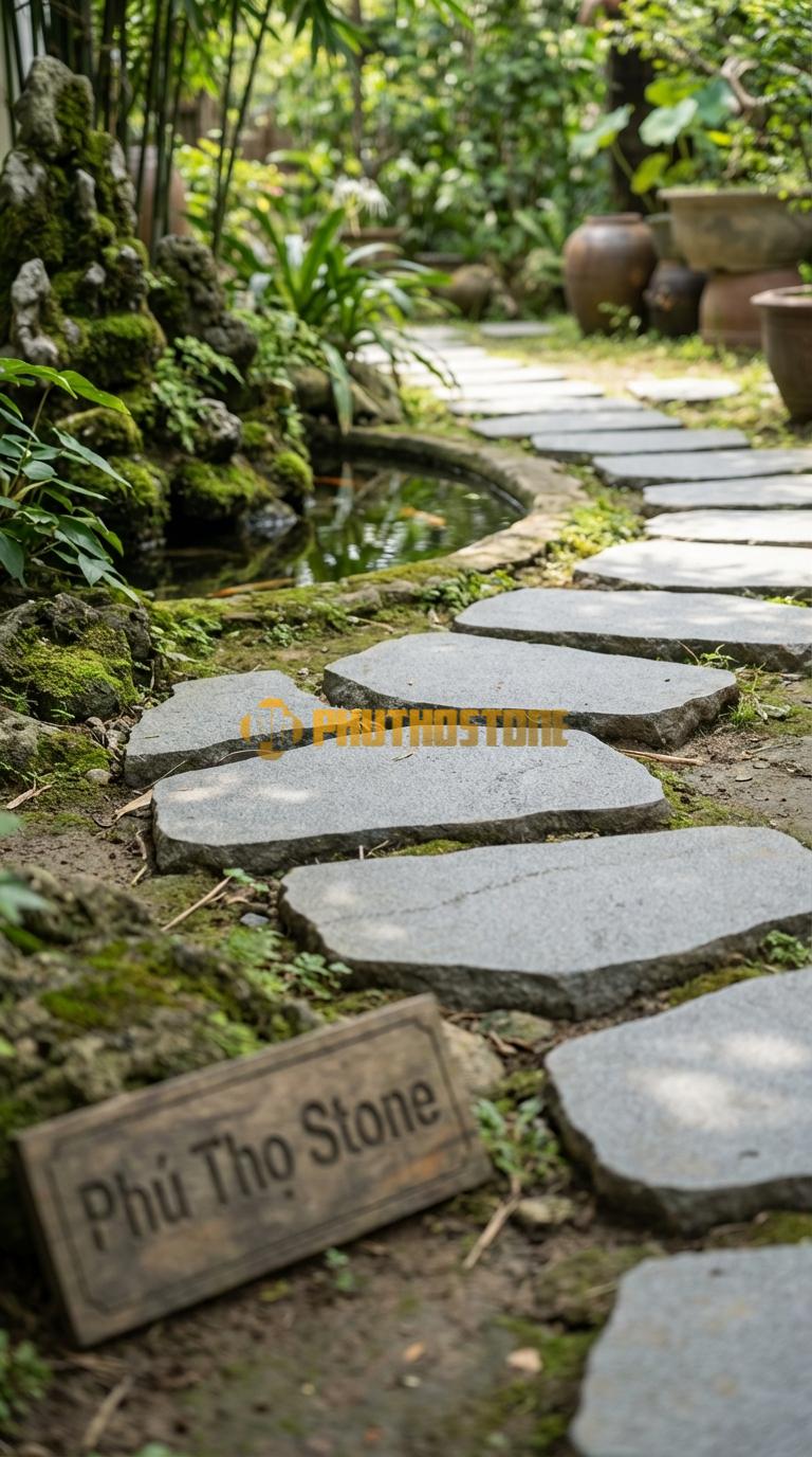 Đá Bước Dạo Quy Cách Hình Thoi Cân Đá Granite 30 x 50, Dày 3, Bề Mặt Phun Cát Mịn