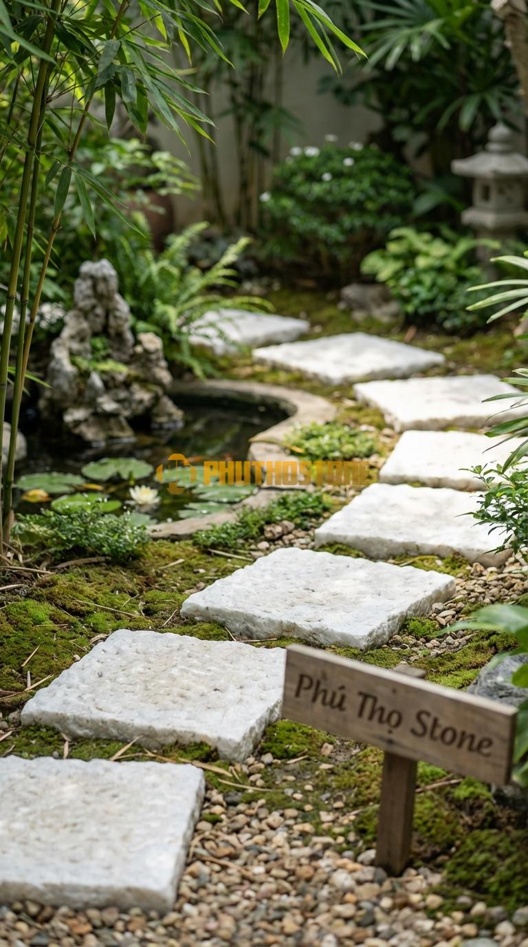 Đá Bước Dạo Quy Cách Vuông Tiêu Chuẩn Đá Trắng Muối 30 x 30, Dày 3, Bề Mặt Khò Lửa (Flamed)