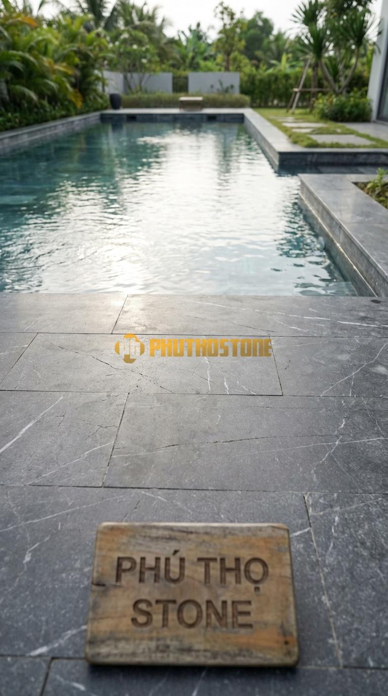 Đá Ốp Lòng Hồ Bơi Đá Mosaic Tự Nhiên Chất Liệu Đá Đen Thiên An Vuông, Mài Mờ, Phối 3 Tông Màu (Mix Color) Chip: 2.3×2.3 / Vỉ: 30×30