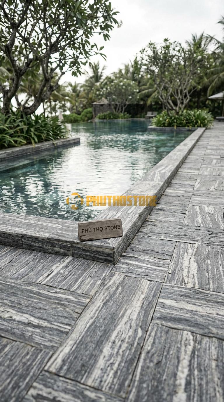 Đá Ốp Lòng Hồ Bơi Đá Mosaic Tự Nhiên Chất Liệu Đá Sọc Dưa Đá Chẻ Thô Tự Nhiên Ghép Vỉ (Split Face Mosaic) Chip Tự Do / Vỉ: 30×30