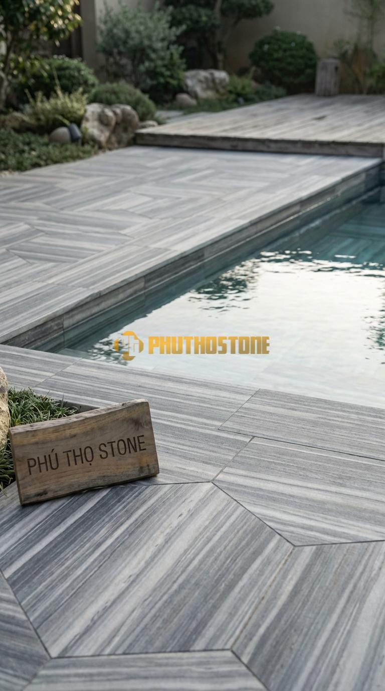 Đá Ốp Lòng Hồ Bơi Đá Mosaic Tự Nhiên Chất Liệu Đá Sọc Dưa Hình Lục Giác (Hexagon), Bề Mặt Mịn Chip: 4.8X4.8 / Vỉ: 30×30