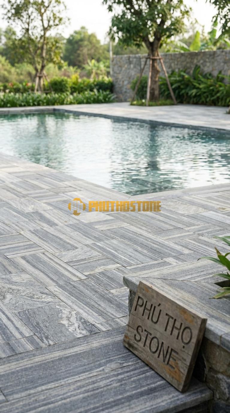 Đá Ốp Lòng Hồ Bơi Đá Mosaic Tự Nhiên Chất Liệu Đá Sọc Dưa Hình Khối 3D (Diamond Cube), Phối Màu Tương Phản Chip: 4.8X4.8 / Vỉ: 30×30