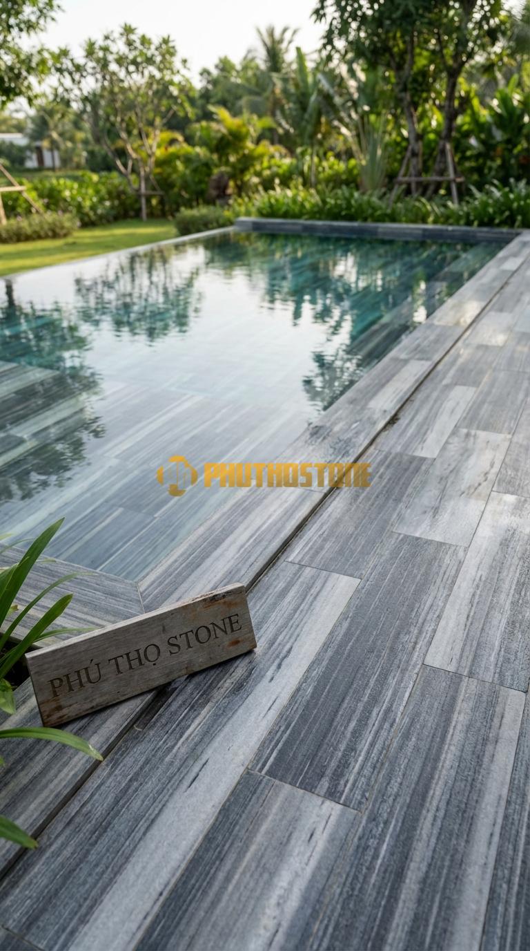 Đá Ốp Lòng Hồ Bơi Đá Quy Cách Ốp Lòng Chất Liệu Đá Sọc Dưa Dạng Thanh Dài (Plank), Mài Bóng 10x60x2