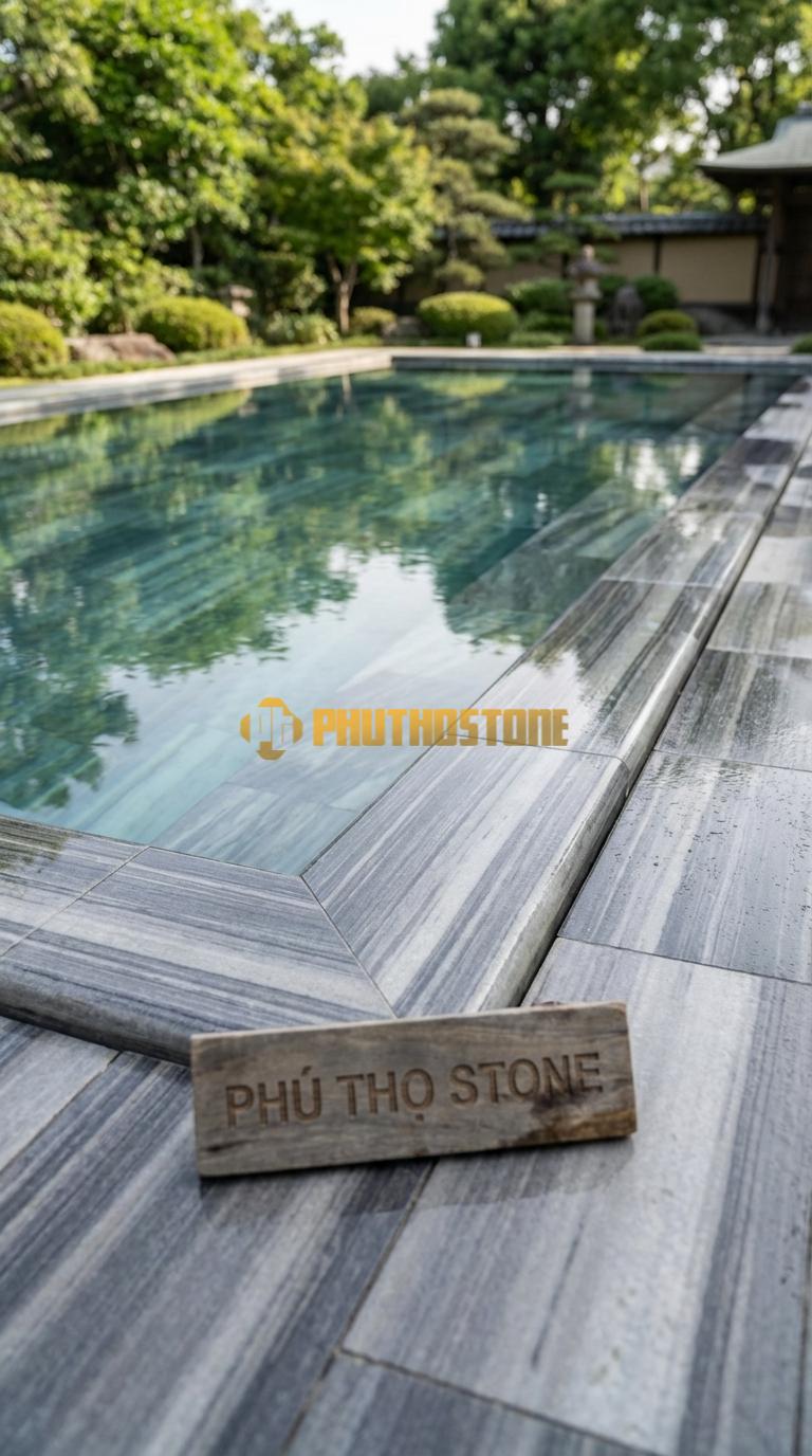 Đá Viền & Thanh Tràn Đá Bo Viền Chất Liệu Đá Sọc Dưa Bo Tròn Một Nửa (Half Bullnose), Mài Mịn 30x60x3