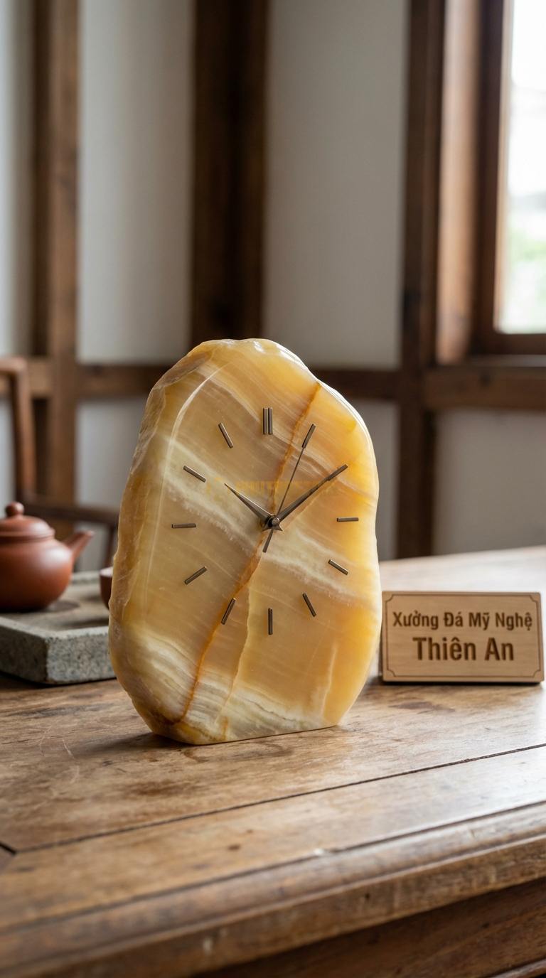 Đồng Hồ Treo Tường Đá Nghệ Thuật Ngọc hoàng long Bản Đồ Thế Giới (Ghép các mảnh đá đa sắc) 80cm x 50cm