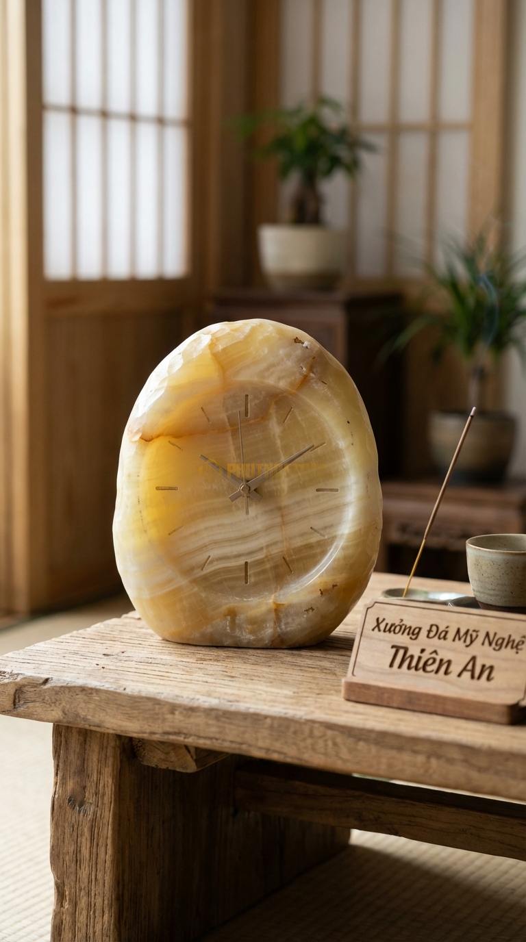 Đồng Hồ Treo Tường Đá Nghệ Thuật Ngọc hoàng long Tranh Đá Quý (Kết hợp đồng hồ và tranh phong cảnh) 60cm x 90cm