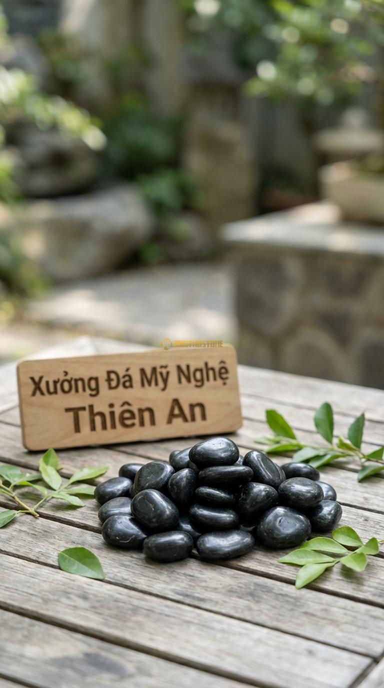 Sỏi đen bóng dải sân vườn kích thước 1-2cm