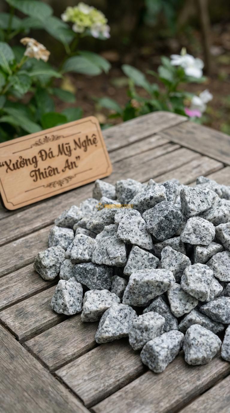 Sỏi granite trắng muối tiêu quay xuất khẩu 1-2cm