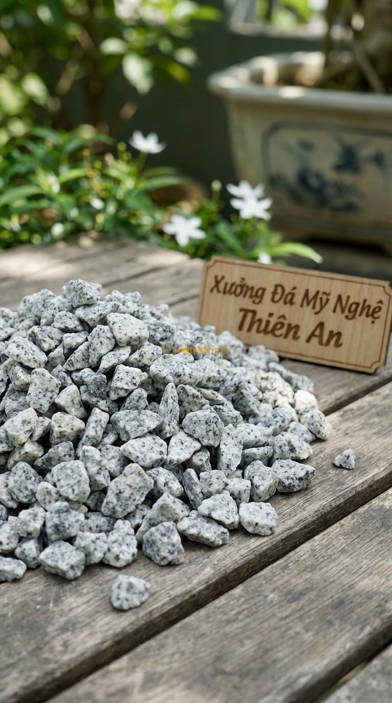 Sỏi granite trắng muối tiêu quay xuất khẩu 3-5mm