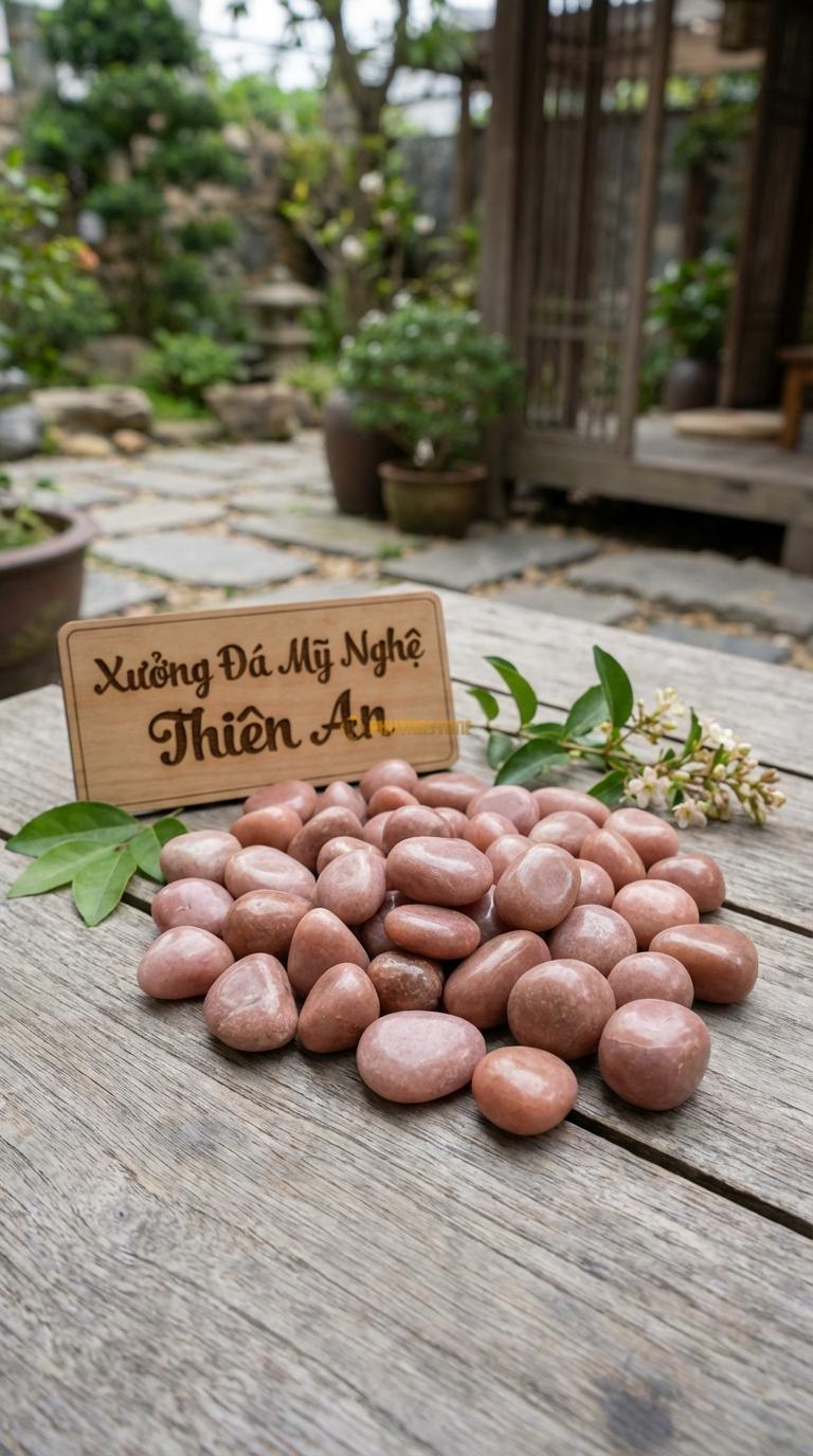 Sỏi hồng bóng dải sân vườn kích thước 1-2cm