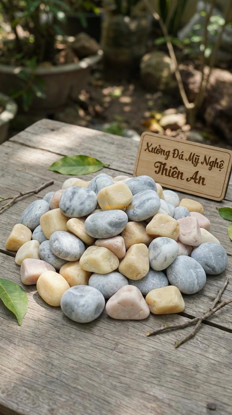Sỏi Mix 2. Ghi xám quay, Vàng quay Tỉ lệ (50, 50). Size 1-2cm