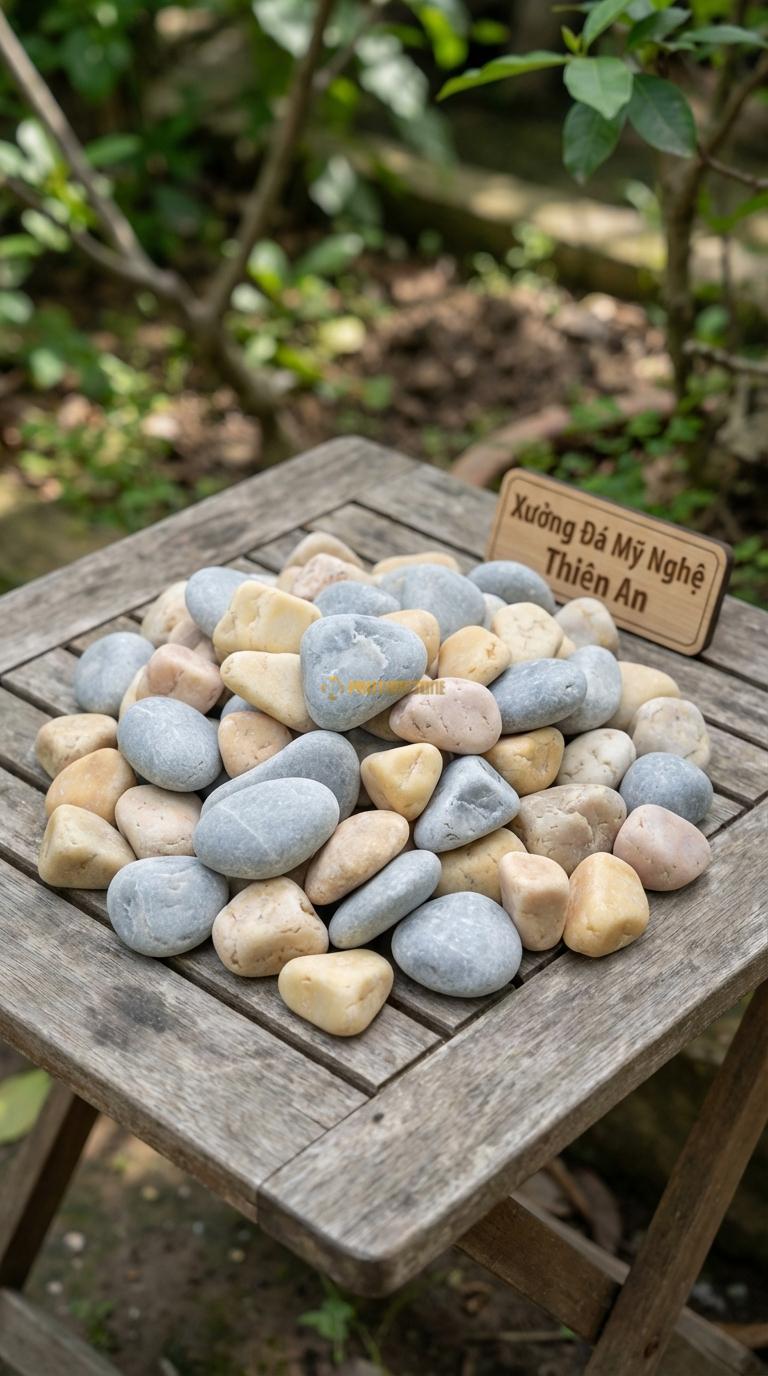Sỏi Mix 2. Ghi xám quay, Vàng quay Tỉ lệ (50, 50). Size 2-3cm
