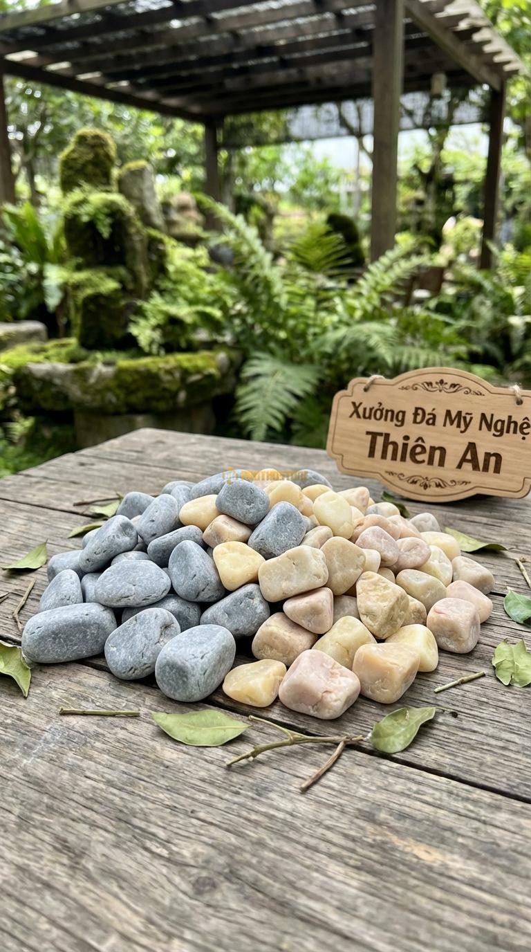 Sỏi Mix 2. Ghi xám quay, Vàng quay Tỉ lệ (50, 50). Size 2-4cm