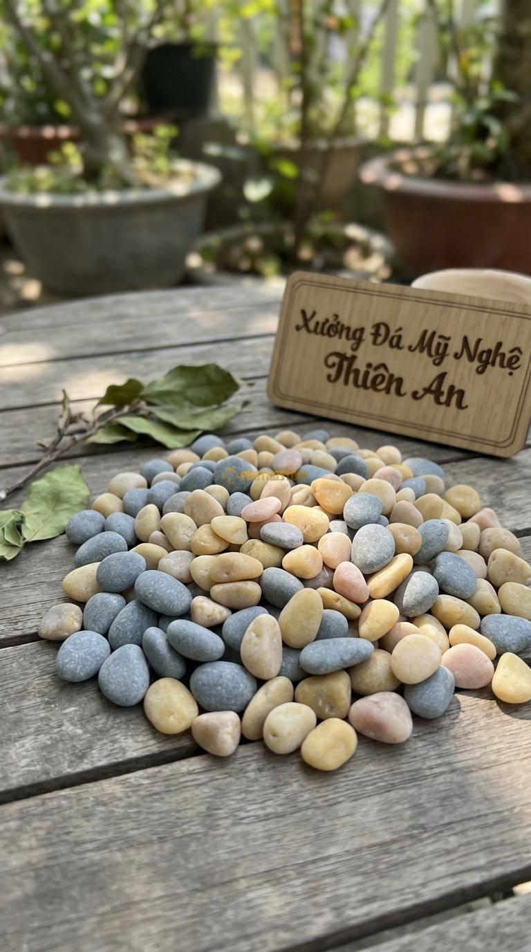 Sỏi Mix 2. Ghi xám quay, Vàng quay Tỉ lệ (50, 50). Size 3-5mm