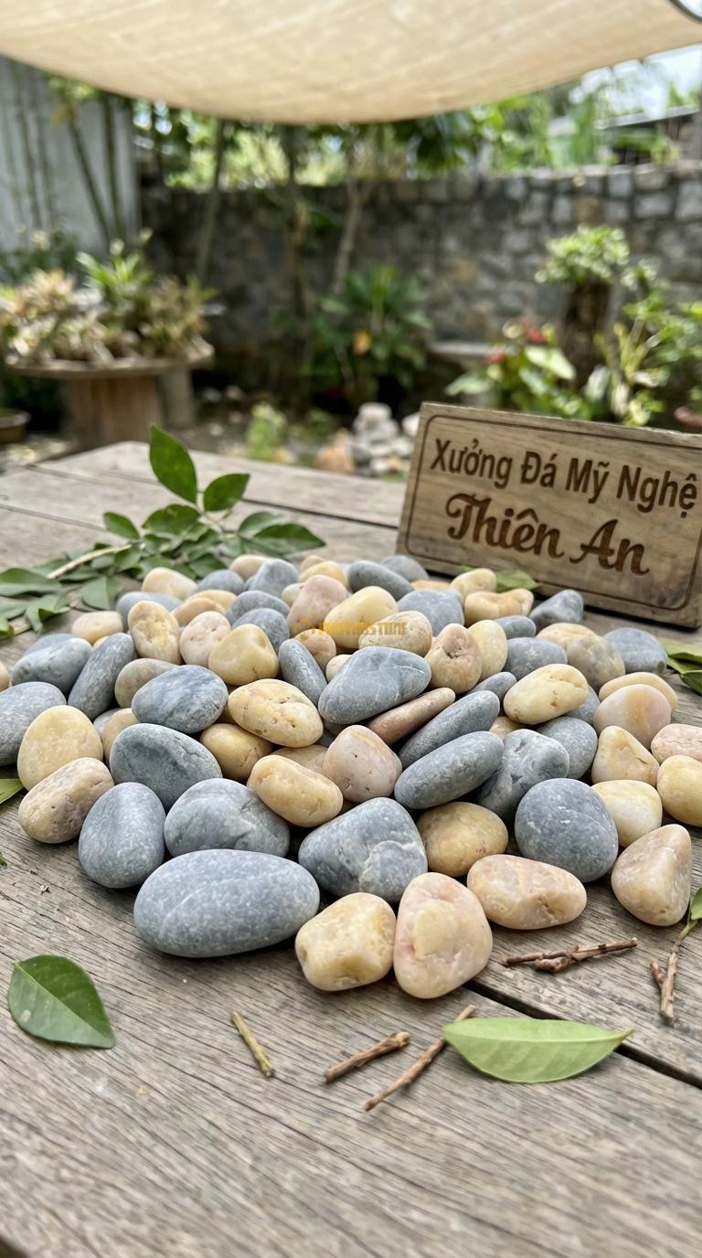 Sỏi Mix 2. Ghi xám quay, Vàng quay Tỉ lệ (50, 50). Size 7-9mm