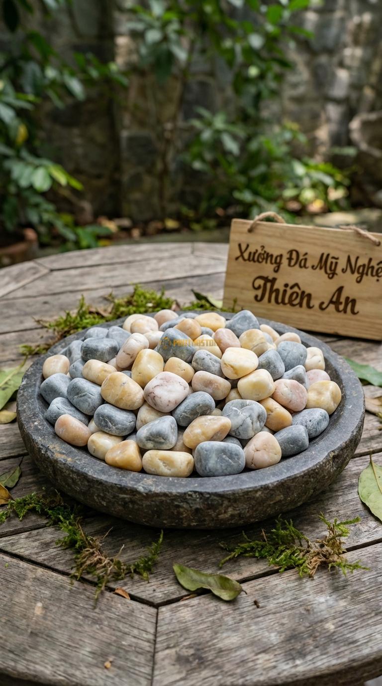Sỏi Mix 2. Ghi xám quay, Vàng quay Tỉ lệ (60, 40). Size 1-2cm