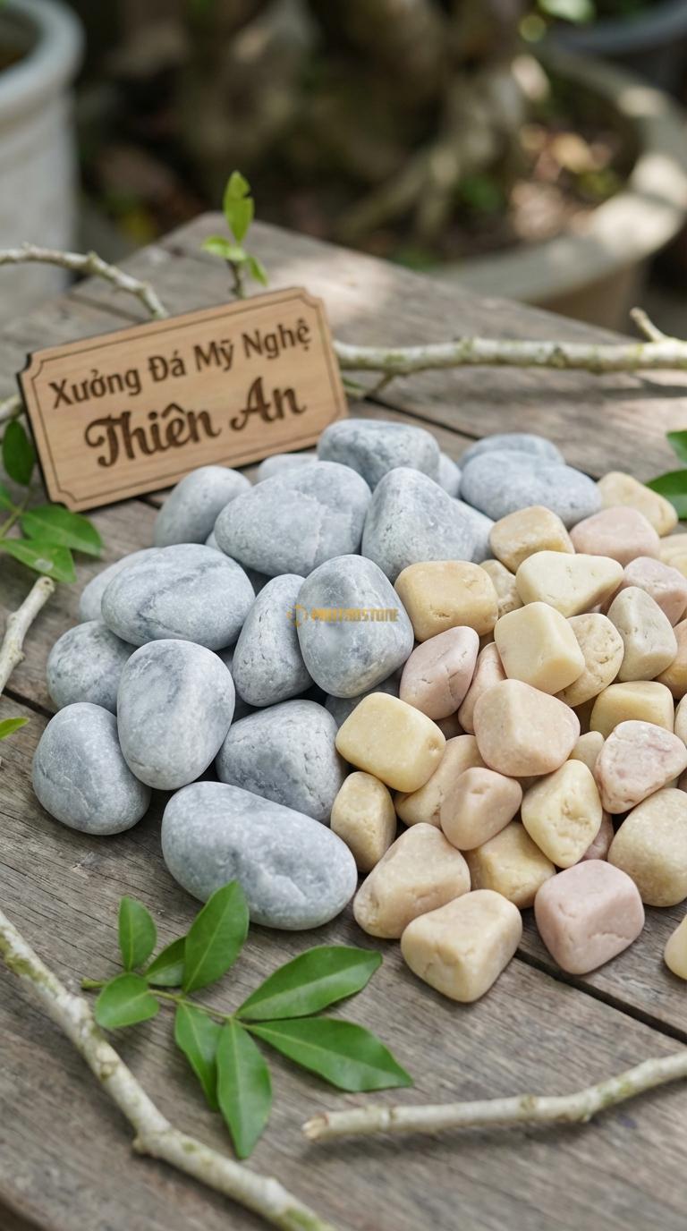 Sỏi Mix 2. Ghi xám quay, Vàng quay Tỉ lệ (60, 40). Size 2-3cm