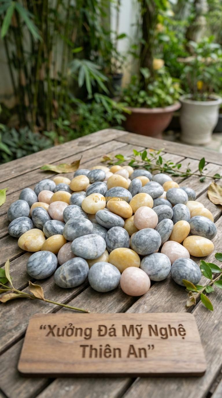 Sỏi Mix 2. Ghi xám quay, Vàng quay Tỉ lệ (60, 40). Size 2-4cm