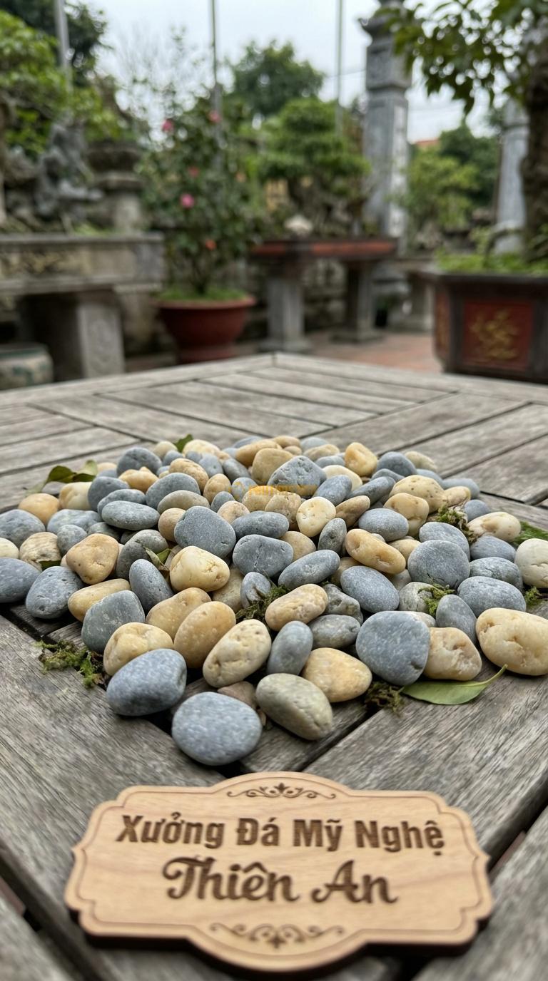 Sỏi Mix 2. Ghi xám quay, Vàng quay Tỉ lệ (60, 40). Size 7-9mm