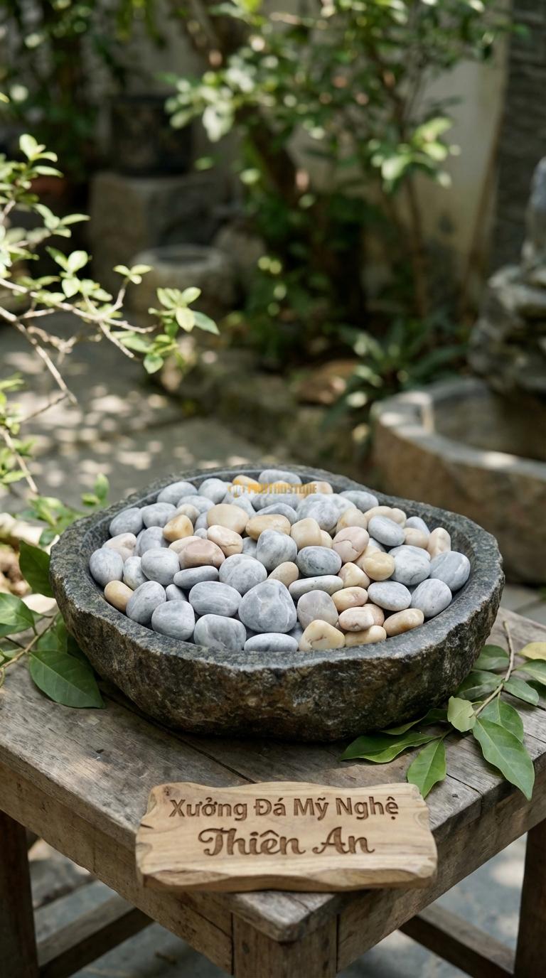 Sỏi Mix 2. Ghi xám quay, Vàng quay Tỉ lệ (70, 30). Size 2-4cm