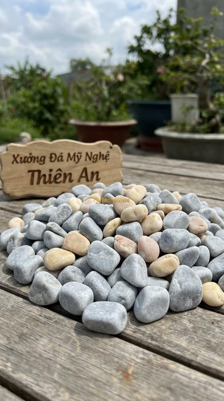 Sỏi Mix 2. Ghi xám quay, Vàng quay Tỉ lệ (80, 20). Size 1-2cm
