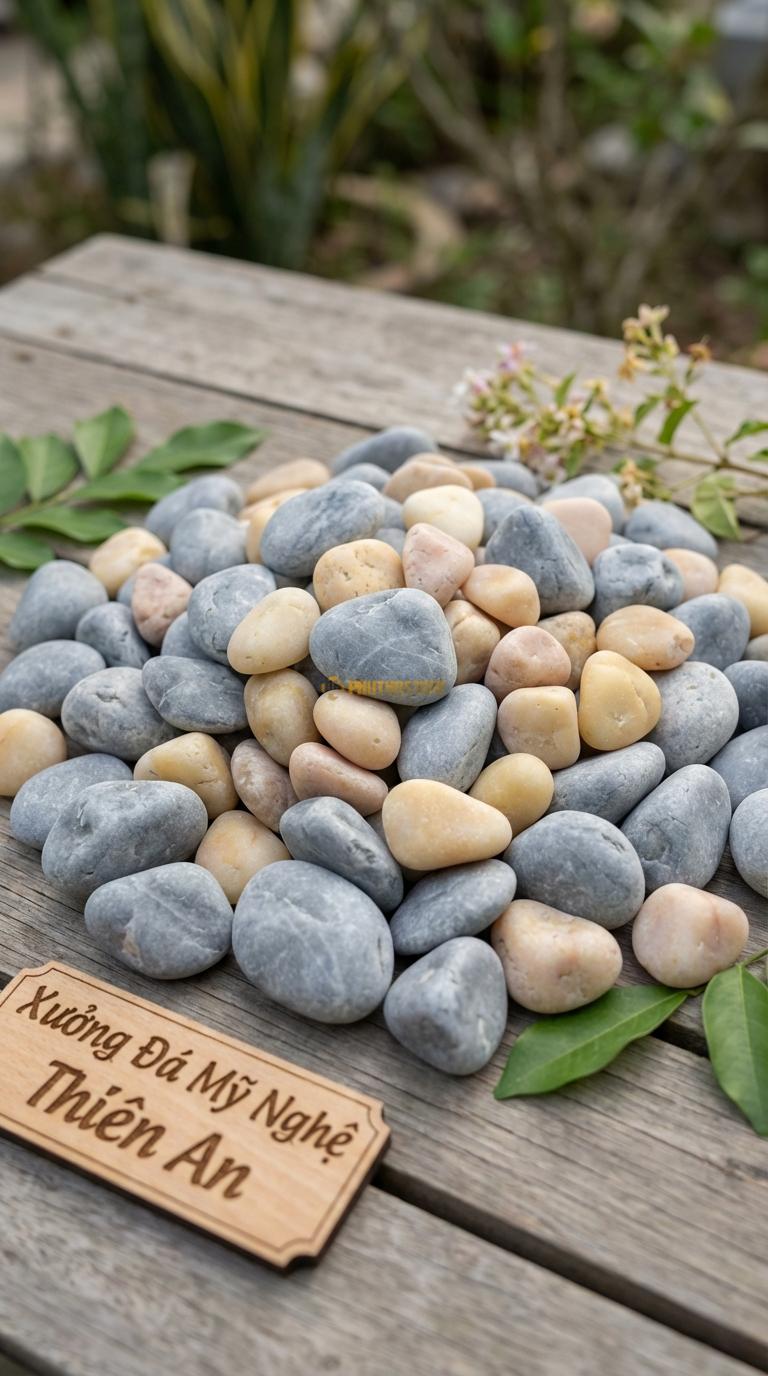 Sỏi Mix 2. Ghi xám quay, Vàng quay Tỉ lệ (80, 20). Size 2-4cm