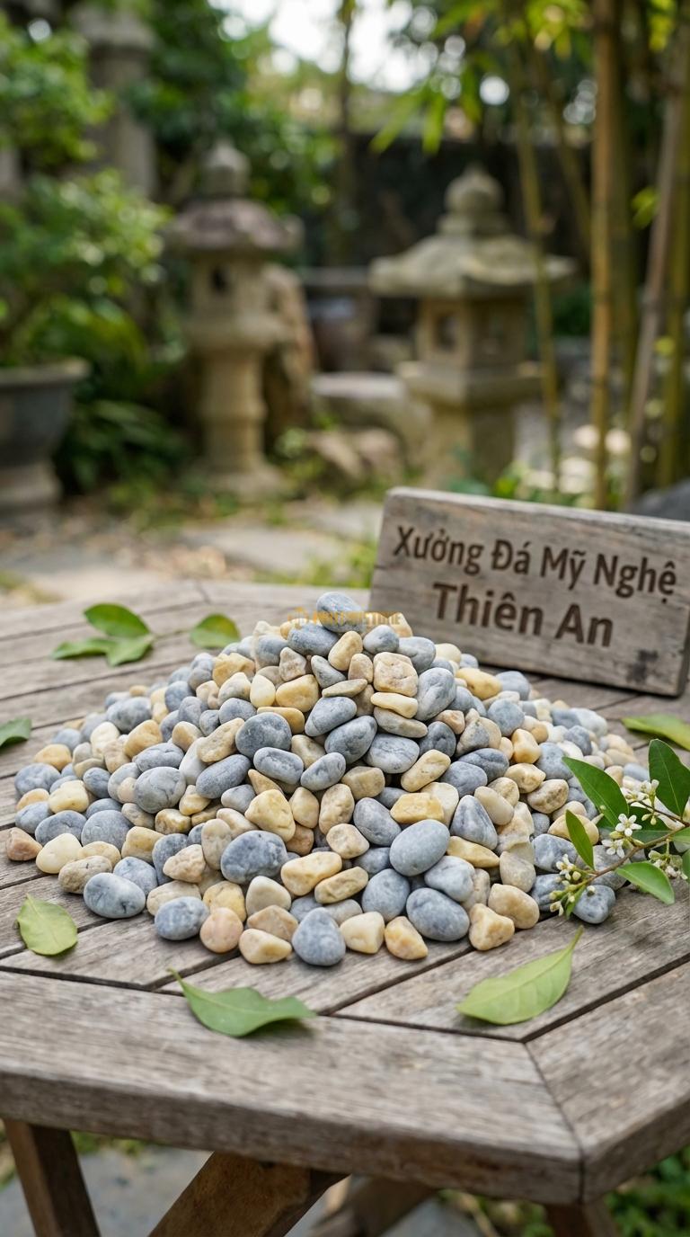 Sỏi Mix 2. Ghi xám quay, Vàng quay Tỉ lệ (80, 20). Size 3-5mm