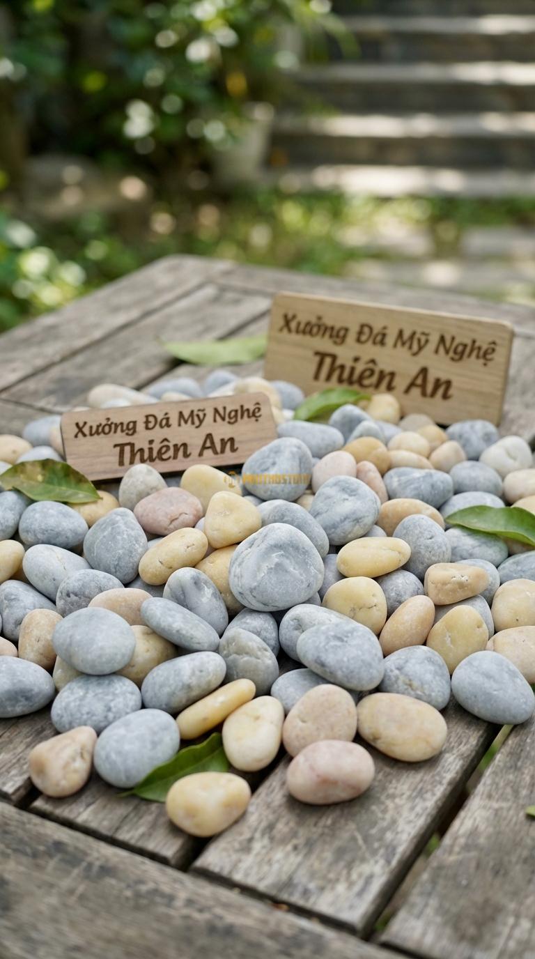 Sỏi Mix 2. Ghi xám quay, Vàng quay Tỉ lệ (80, 20). Size 7-9mm
