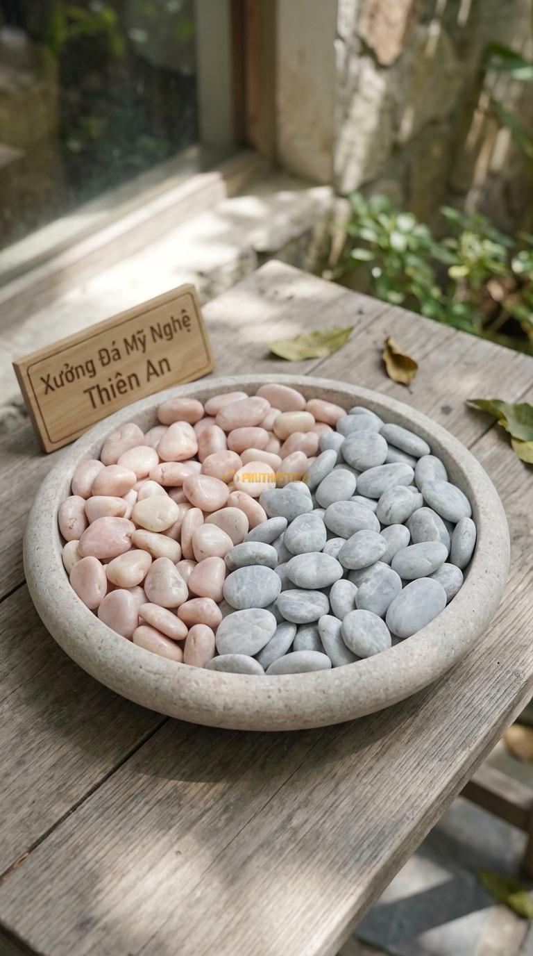 Sỏi Mix 2. Hồng quay, Ghi xám quay Tỉ lệ (50, 50). Size 1-2cm