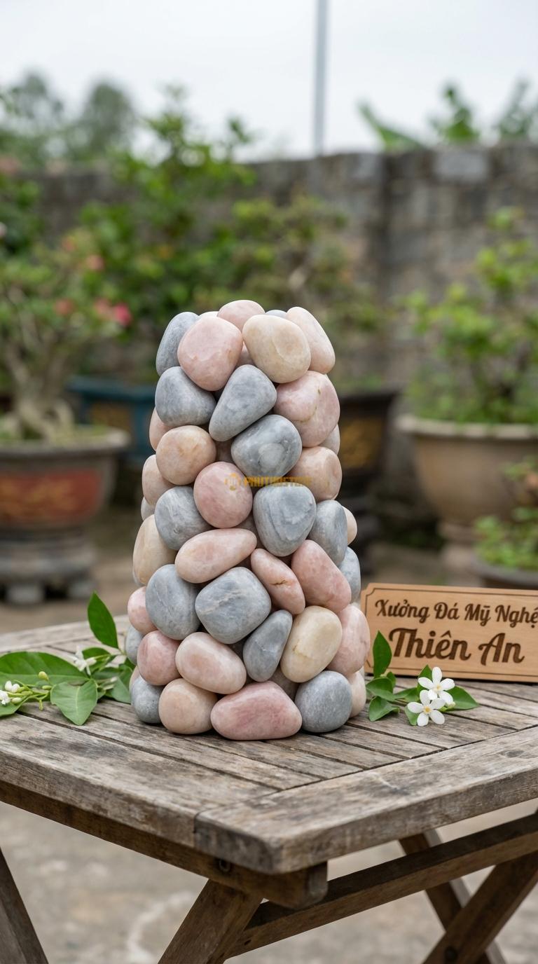 Sỏi Mix 2. Hồng quay, Ghi xám quay Tỉ lệ (50, 50). Size 2-3cm
