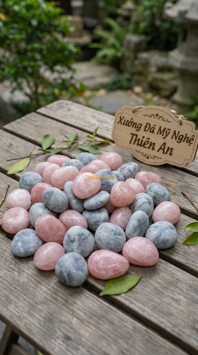 Sỏi Mix 2. Hồng quay, Ghi xám quay Tỉ lệ (60, 40). Size 2-4cm