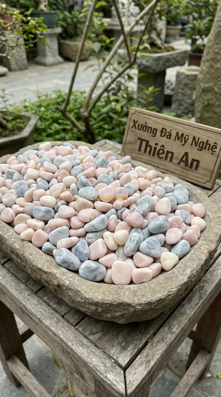 Sỏi Mix 2. Hồng quay, Ghi xám quay Tỉ lệ (60, 40). Size 3-5mm