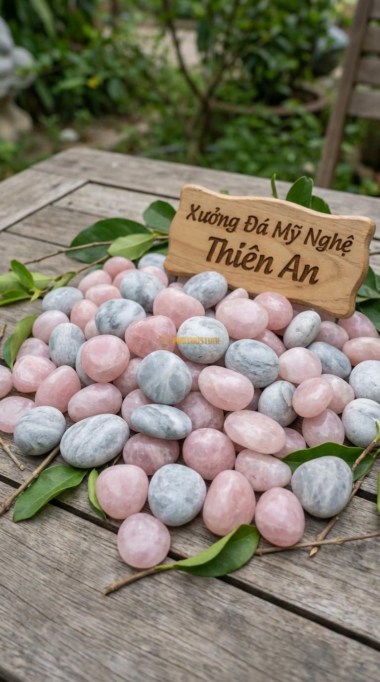 Sỏi Mix 2. Hồng quay, Ghi xám quay Tỉ lệ (70, 30). Size 1-2cm