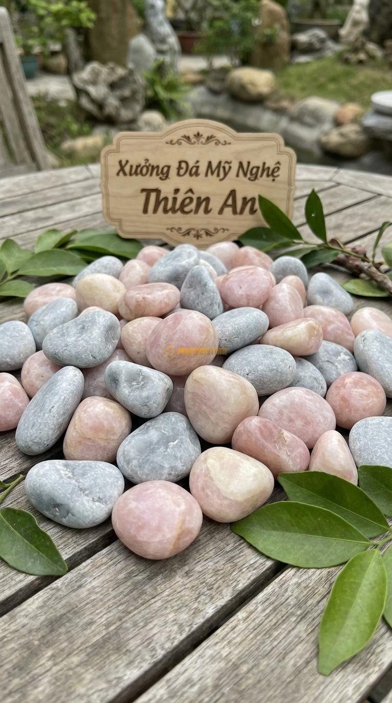 Sỏi Mix 2. Hồng quay, Ghi xám quay Tỉ lệ (70, 30). Size 2-4cm