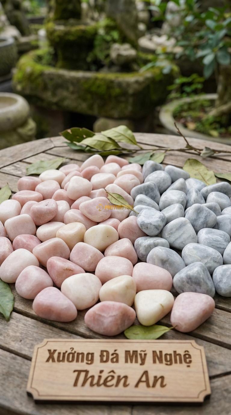 Sỏi Mix 2. Hồng quay, Ghi xám quay Tỉ lệ (70, 30). Size 3-5cm