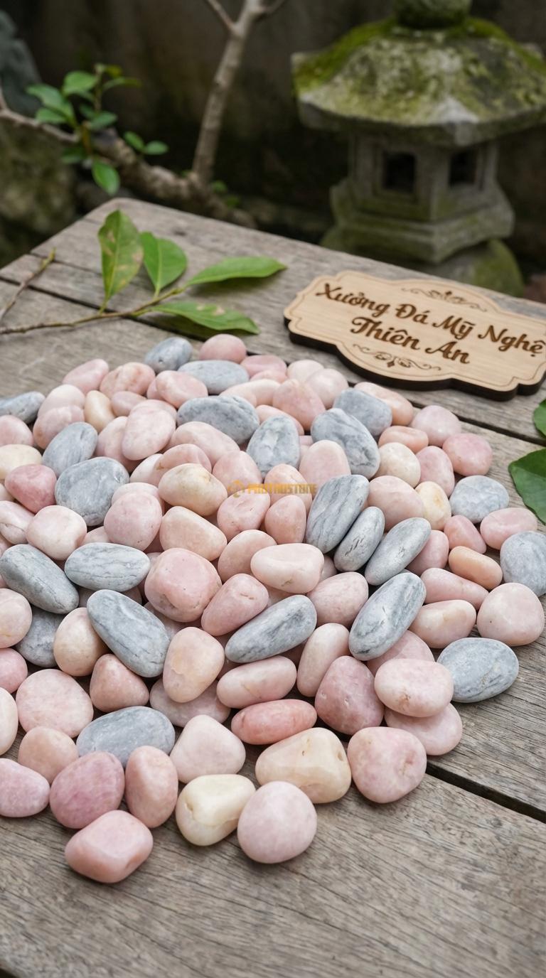 Sỏi Mix 2. Hồng quay, Ghi xám quay Tỉ lệ (70, 30). Size 3-5mm