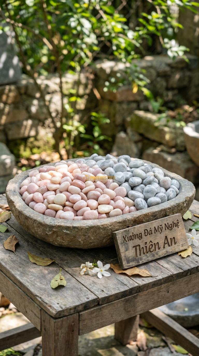 Sỏi Mix 2. Hồng quay, Ghi xám quay Tỉ lệ (80, 20). Size 1-2cm