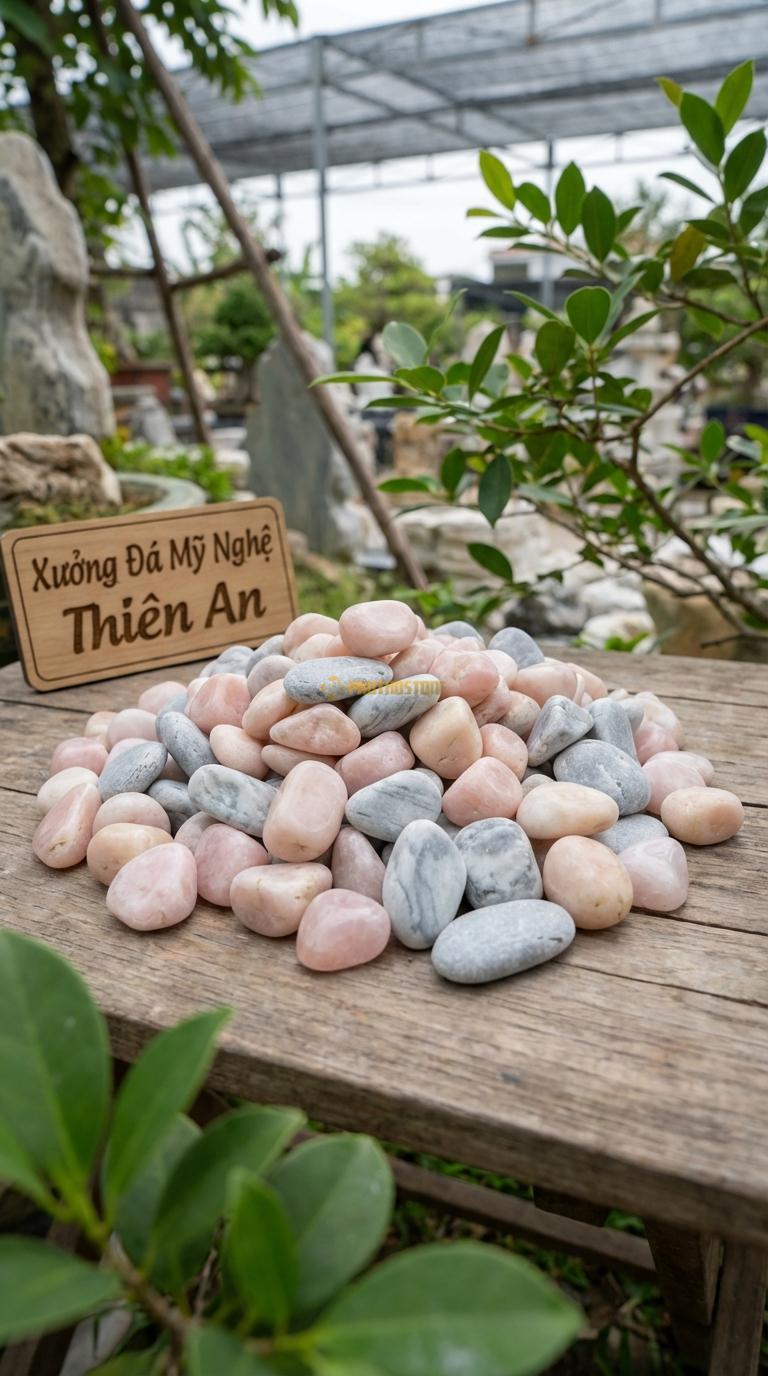 Sỏi Mix 2. Hồng quay, Ghi xám quay Tỉ lệ (80, 20). Size 3-5mm