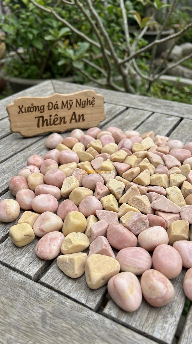 Sỏi Mix 2. Hồng quay, Vàng quay Tỉ lệ (50, 50). Size 1-2cm