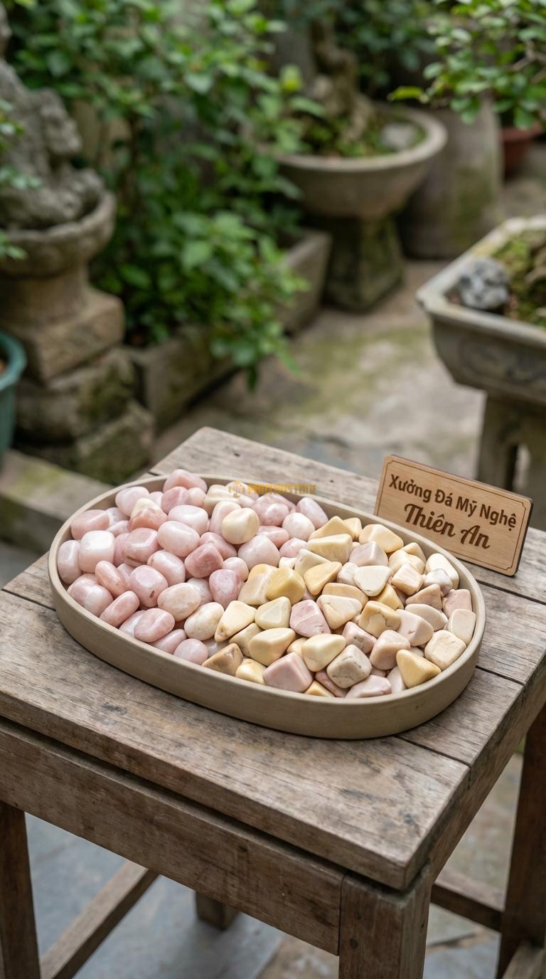 Sỏi Mix 2. Hồng quay, Vàng quay Tỉ lệ (50, 50). Size 2-3cm