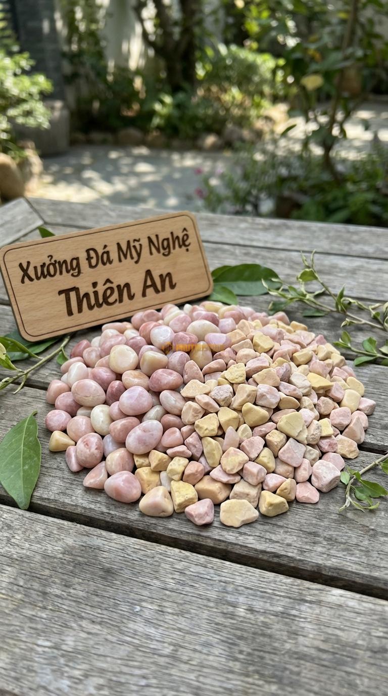 Sỏi Mix 2. Hồng quay, Vàng quay Tỉ lệ (50, 50). Size 3-5mm